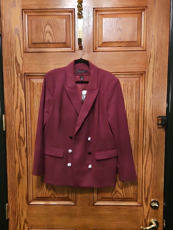 White House Black Market Jackets & Blazers - Sz 16/ NEW Wine Suit Double-Breasted Blazer + 14 Pants. Paper Still On Buttons.